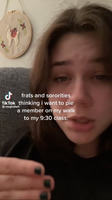 Screenshot of the frat and sorority example of the trend.