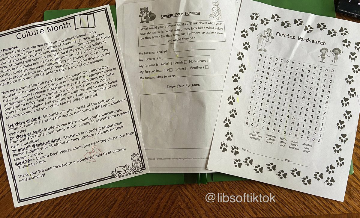 Fake Furry Curriculum Worksheets