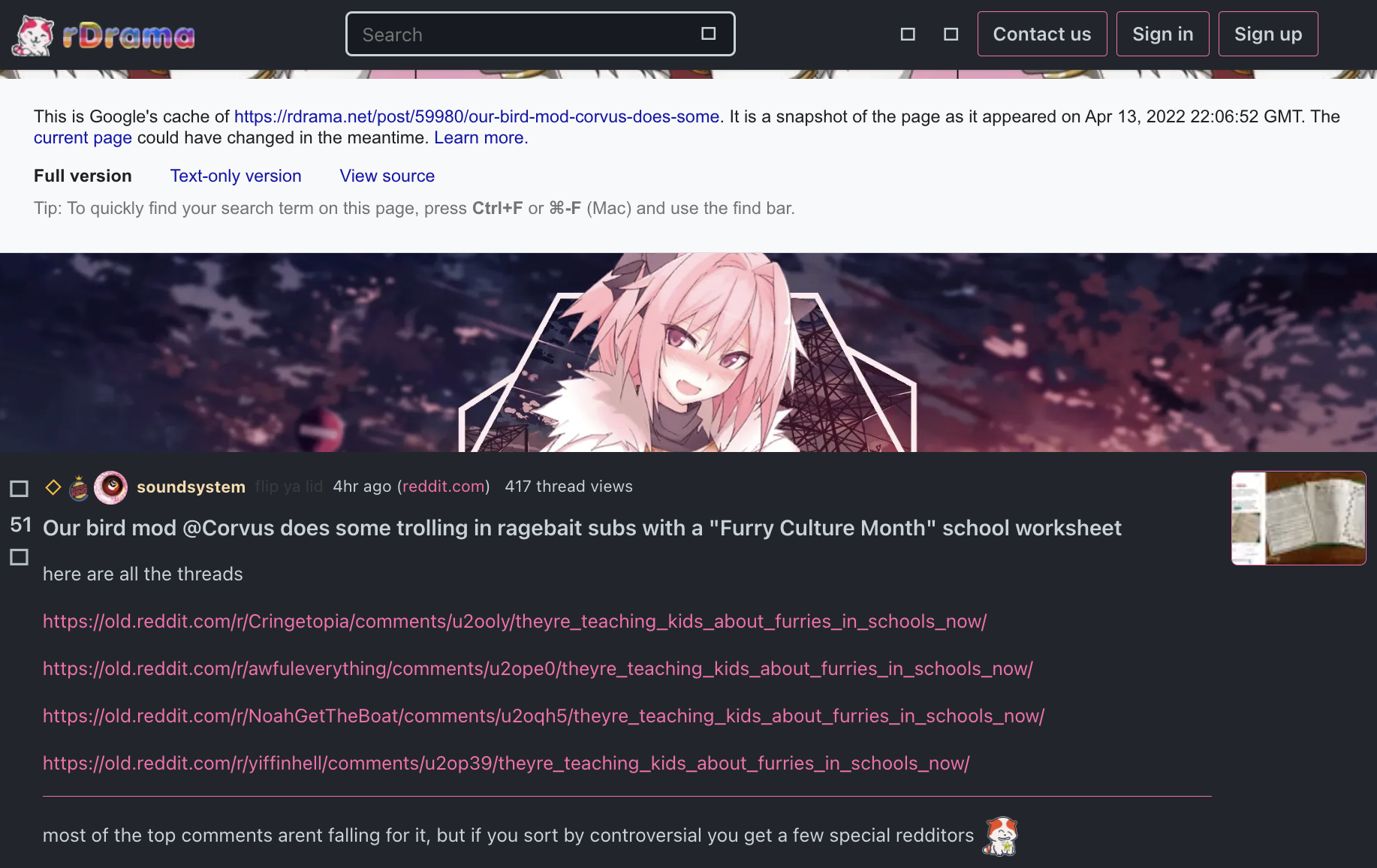 rDrama Furry Post
