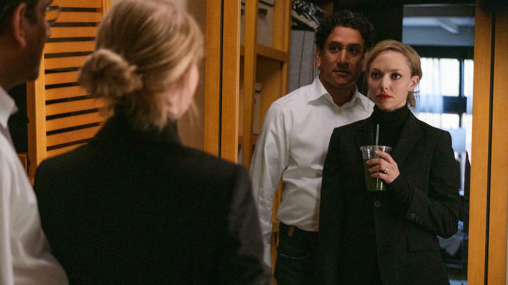 Sunny Balwani (Naveen Andrews) and Elizabeth Holmes (Amanda Seyfried) in "The Dropout."