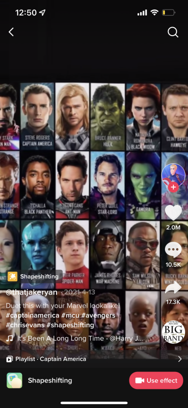 TikTok video showing a Marvel heroes collage.