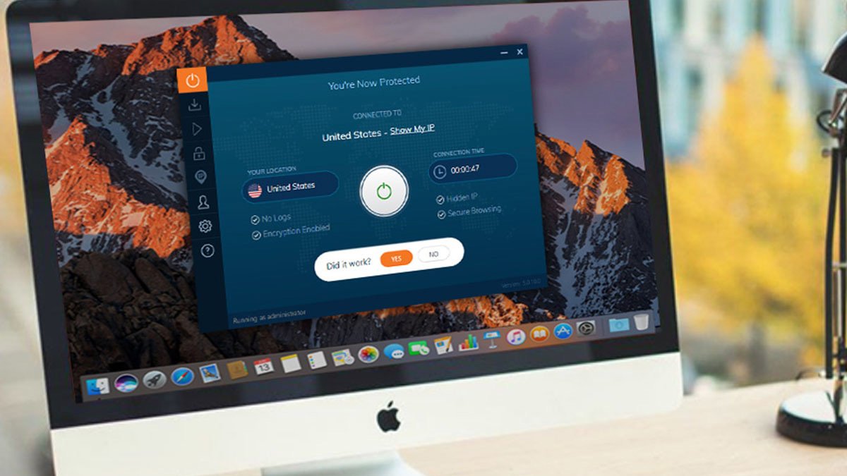 VPN app window on Mac desktop computer