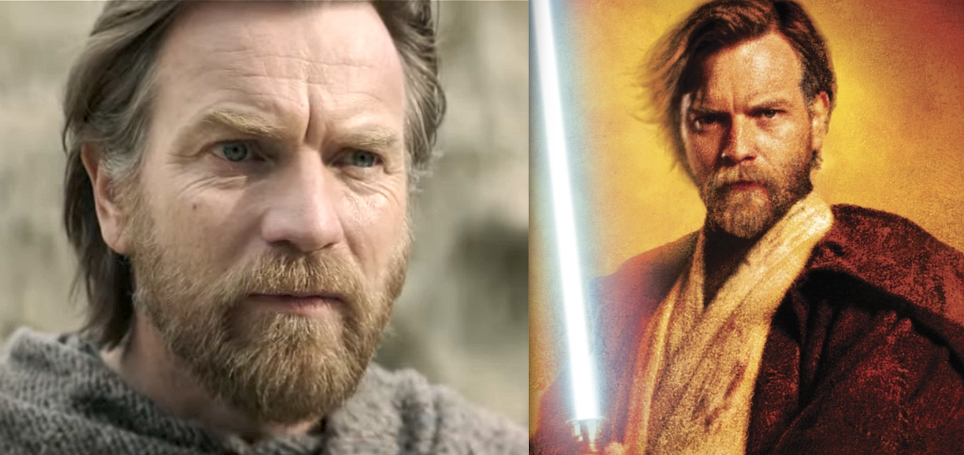 Ewan MacGregor in 'Obi-Wan Kenobi,' and Ewan MacGregor on the cover of 'Kenobi'