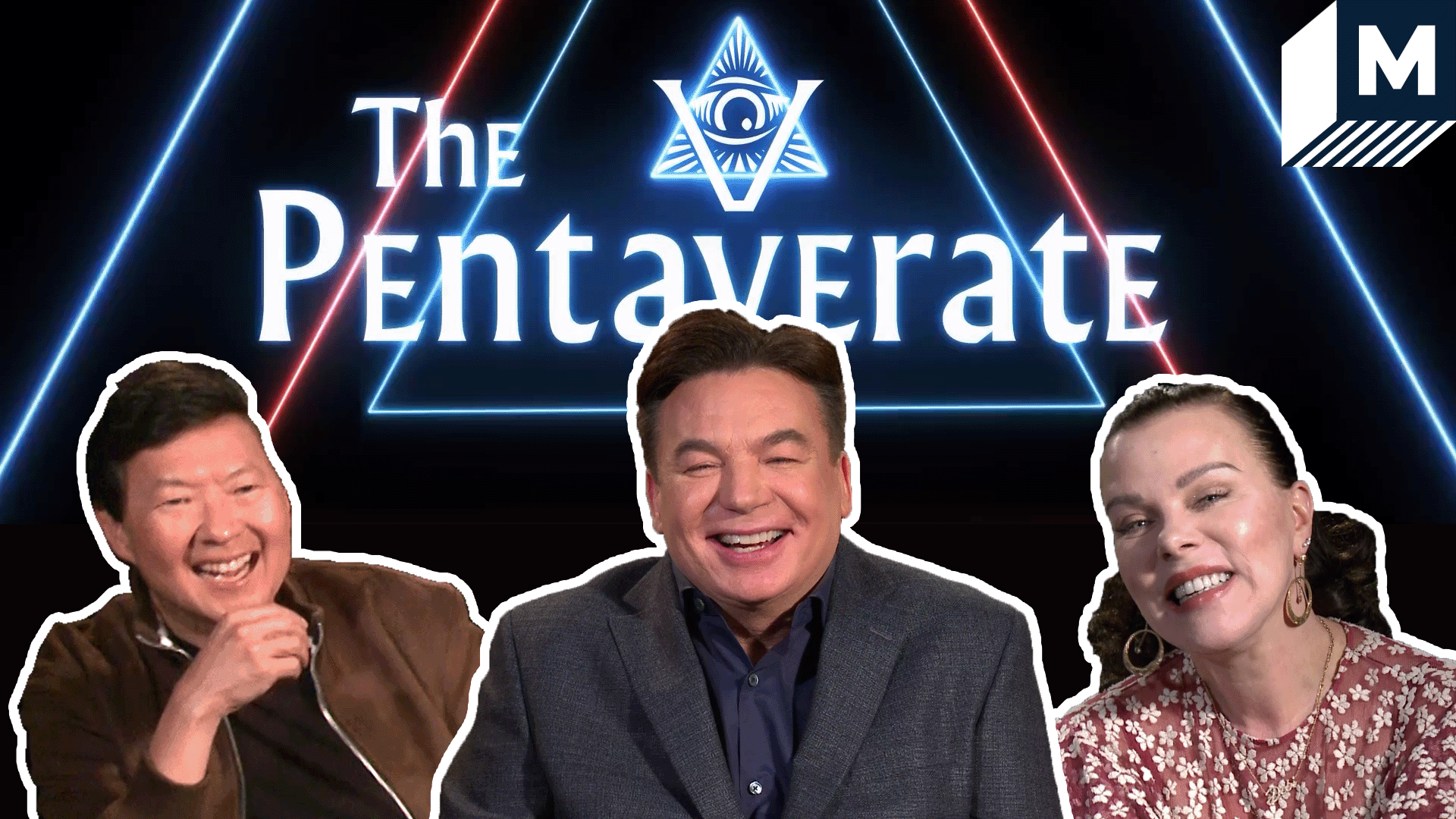 Mike Myers, Ken Jeong, Debi Mazar smiling in front of