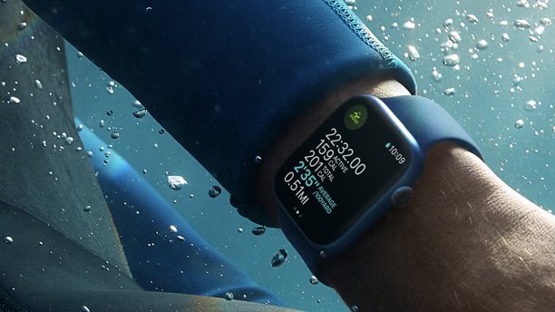 blue apple watch on a person's wrist