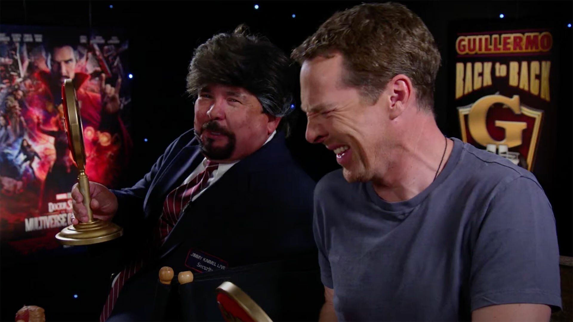 Benedict Cumberbatch and Guillermo laughing on 