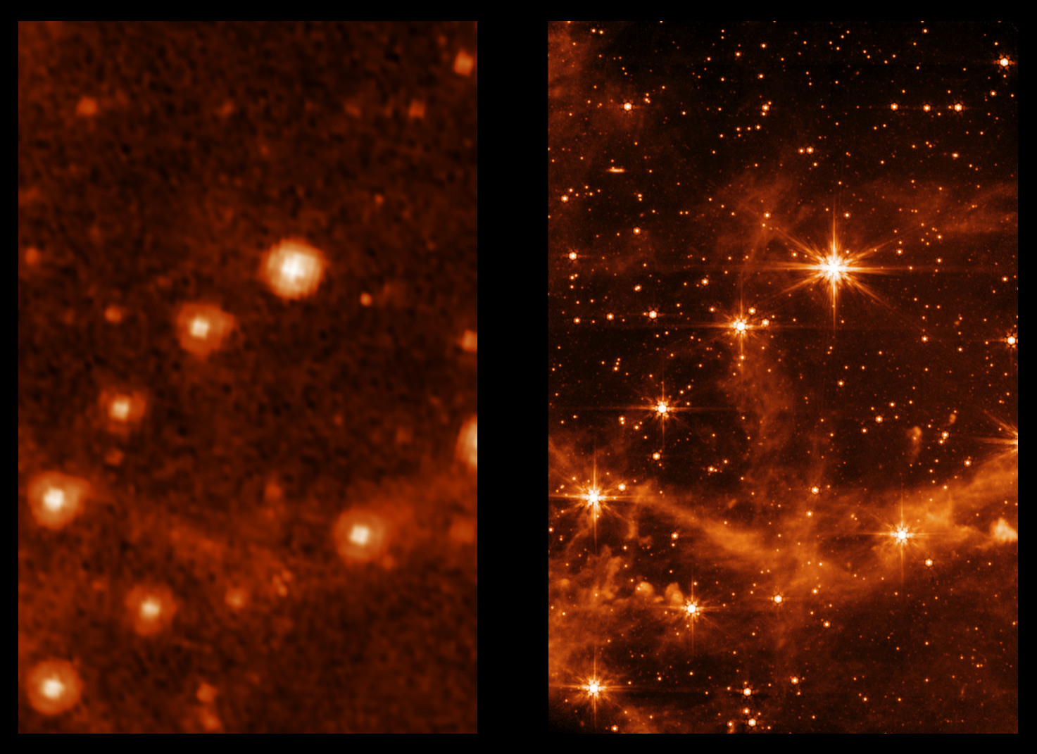 Spitzer, left, compared to Webb