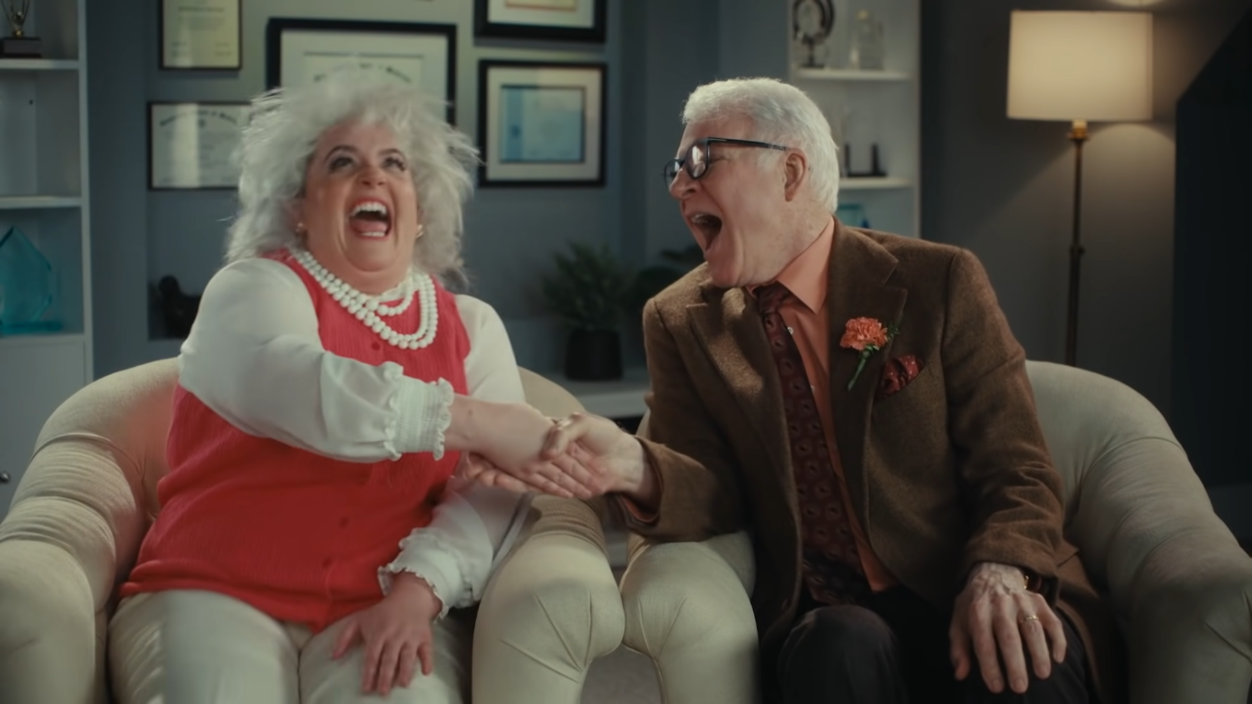 Aidy Bryant and Steve Martin appear together in a 
