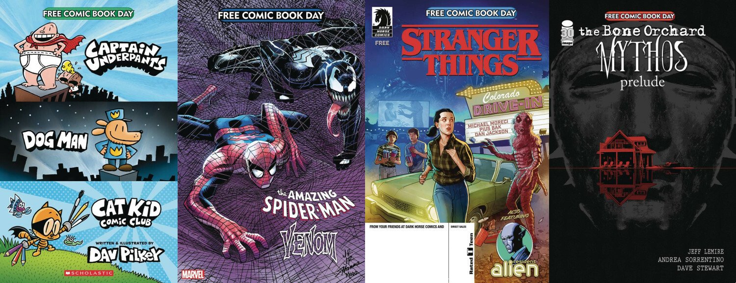 Covers of some of the Gold Comics available on Free Comic Book Day.