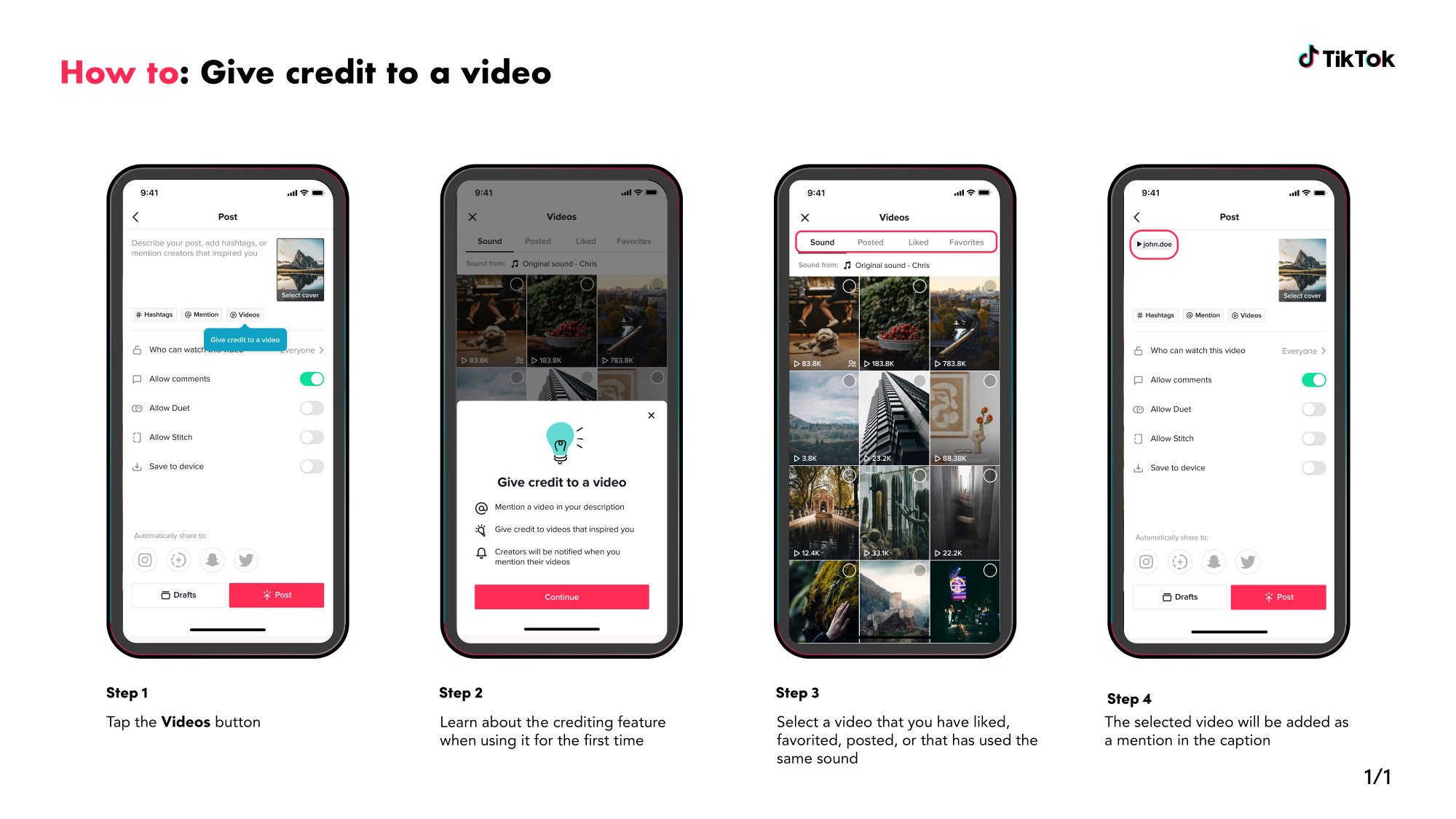how to credit a TikTok
