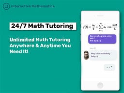 Phone chatbox with math question at the top next to ad text