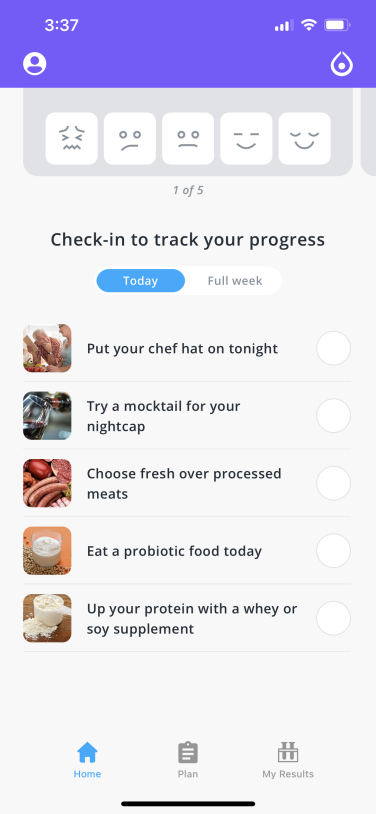 screengrab from InsideTracker app showing checklist 