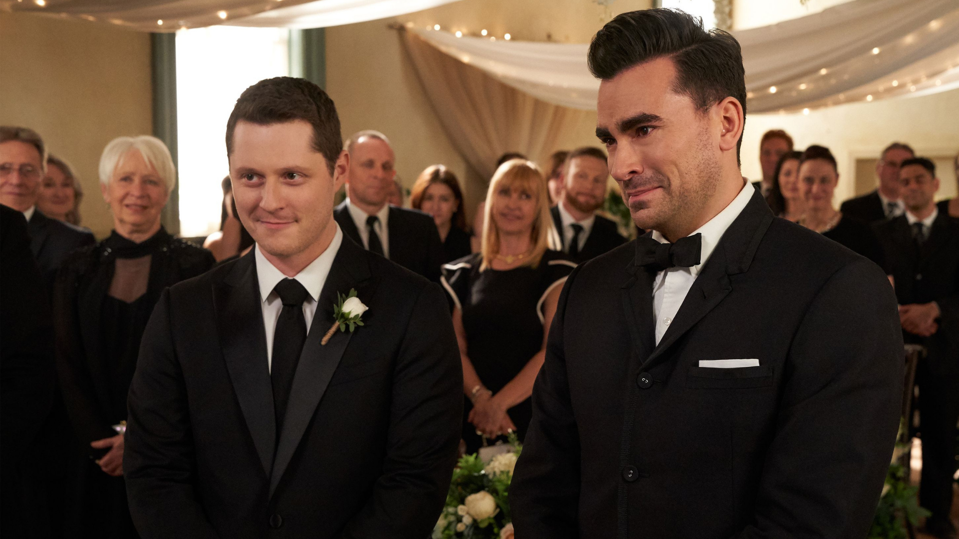 Noah Reid and Dan Levy in "Schitt's Creek."