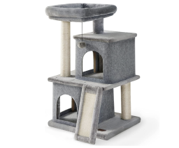 a gray cat tree