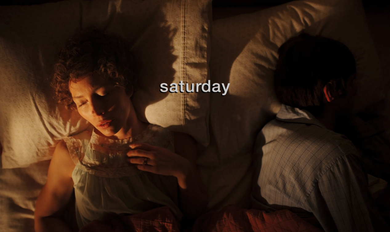 A screenshot from Hulu's "Candy" which reads "saturday."
