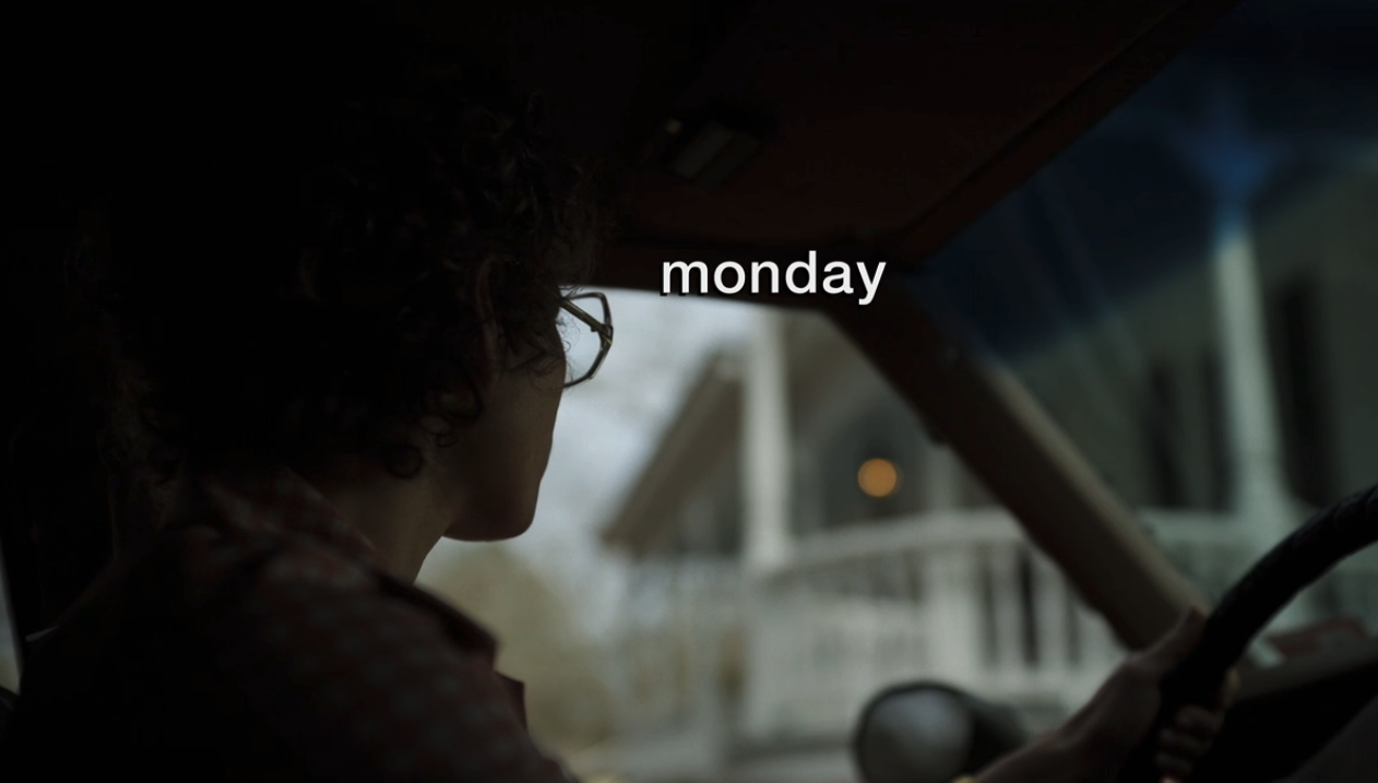 A screenshot from Hulu's "Candy" which reads "monday."