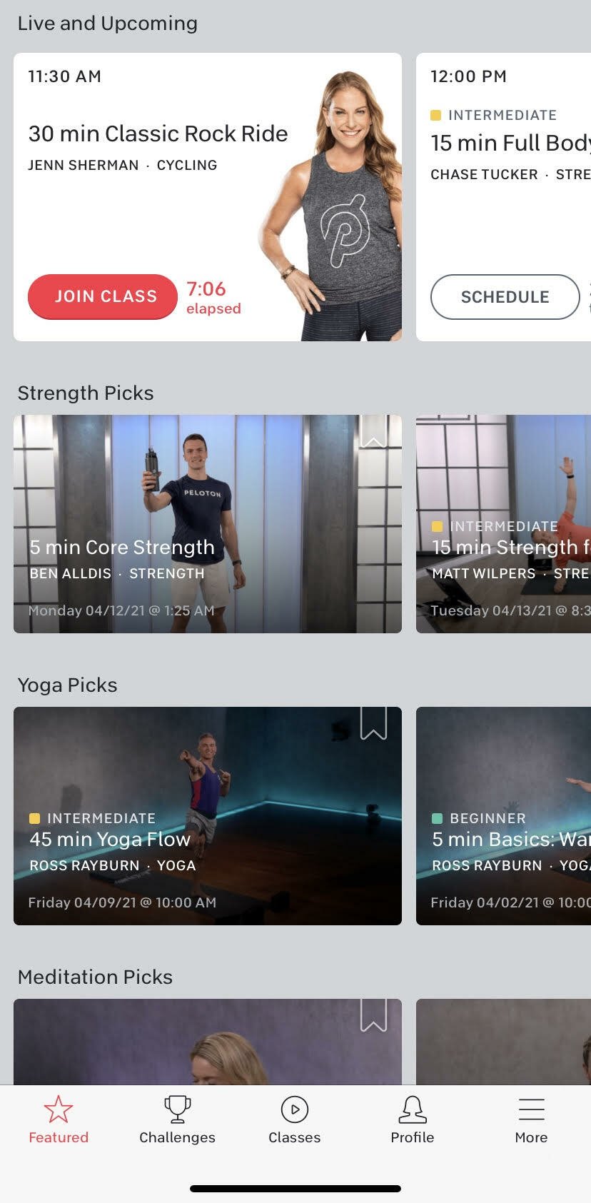 Peloton home page