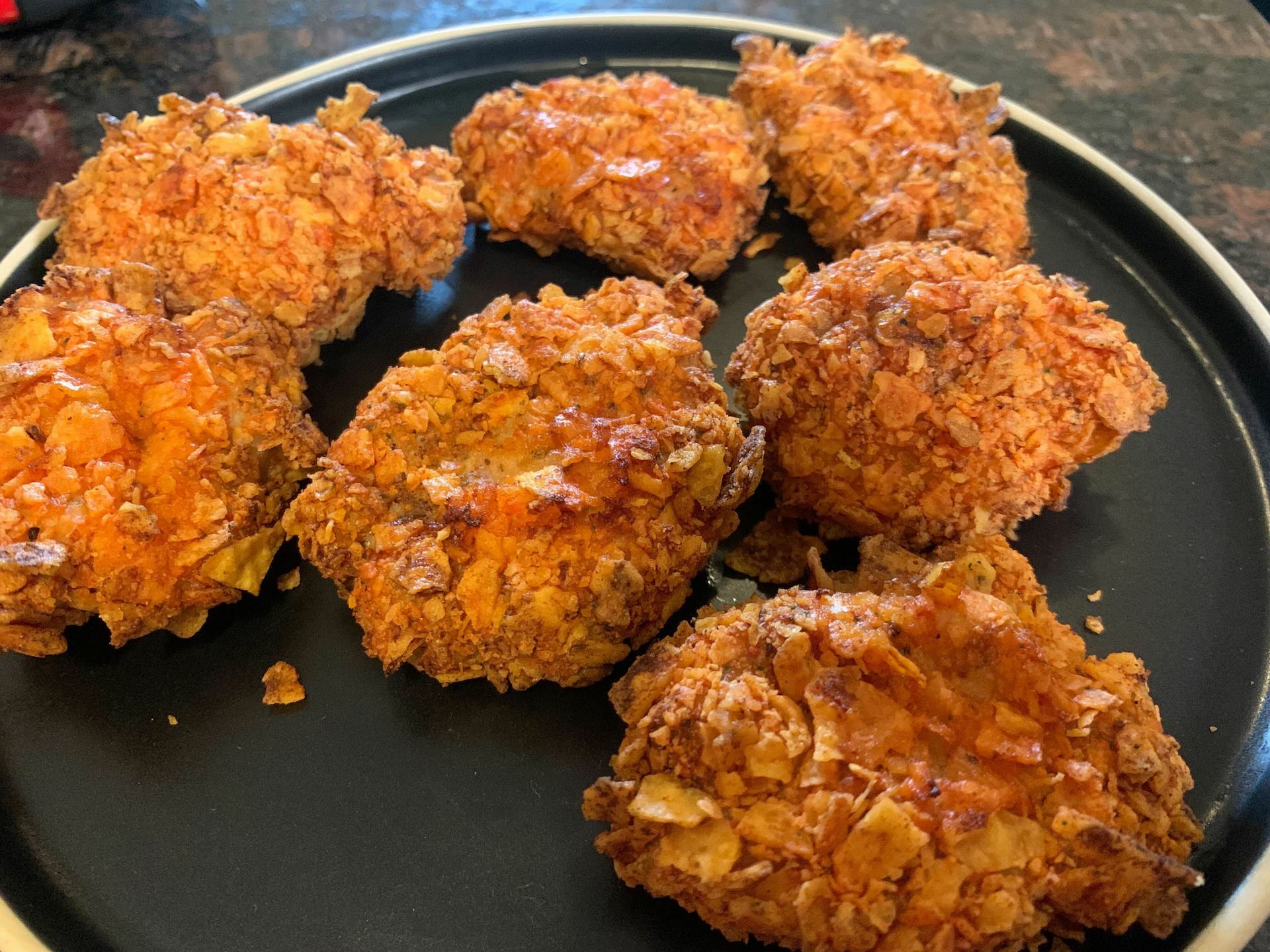 cooked air fryer chicken nuggets on plate