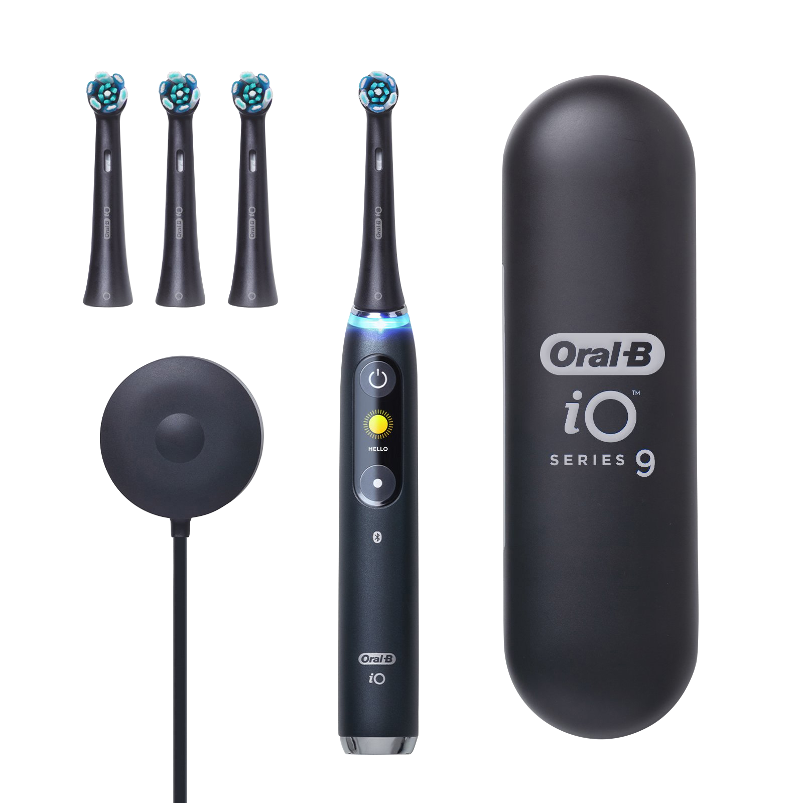 Oral-B iO Series 9 rechargeable toothbrush case brush plugs and charger
