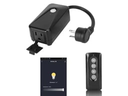 Black electric plug with remote and app screen