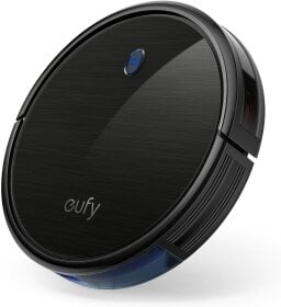 Eufy 11s robot vacuum on white background