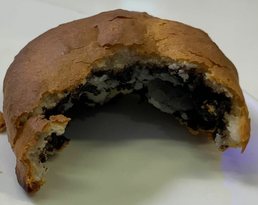 cross section of bitten air fried Oreo