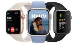 three apple watches series 7 against a white background