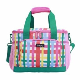 multicolored stripe cooler bag