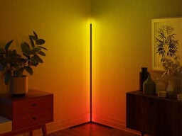Black line lamp with orange and yellow light
