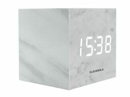 White marble cube showing time