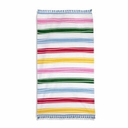 multicolored stripe beach towel