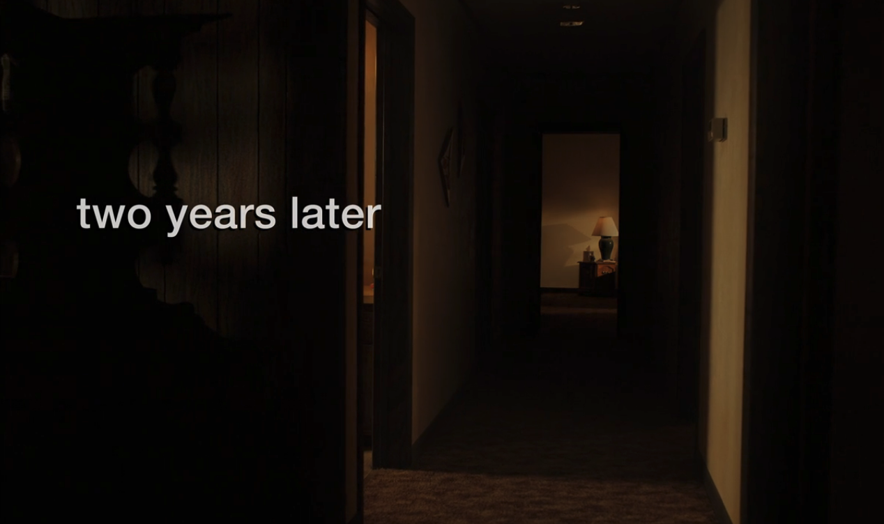 A screenshot from Hulu's "Candy" which reads "two years later."