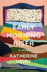 Illustration of a bed with a colourful quilt on it. The cover of 'Early Morning Riser'