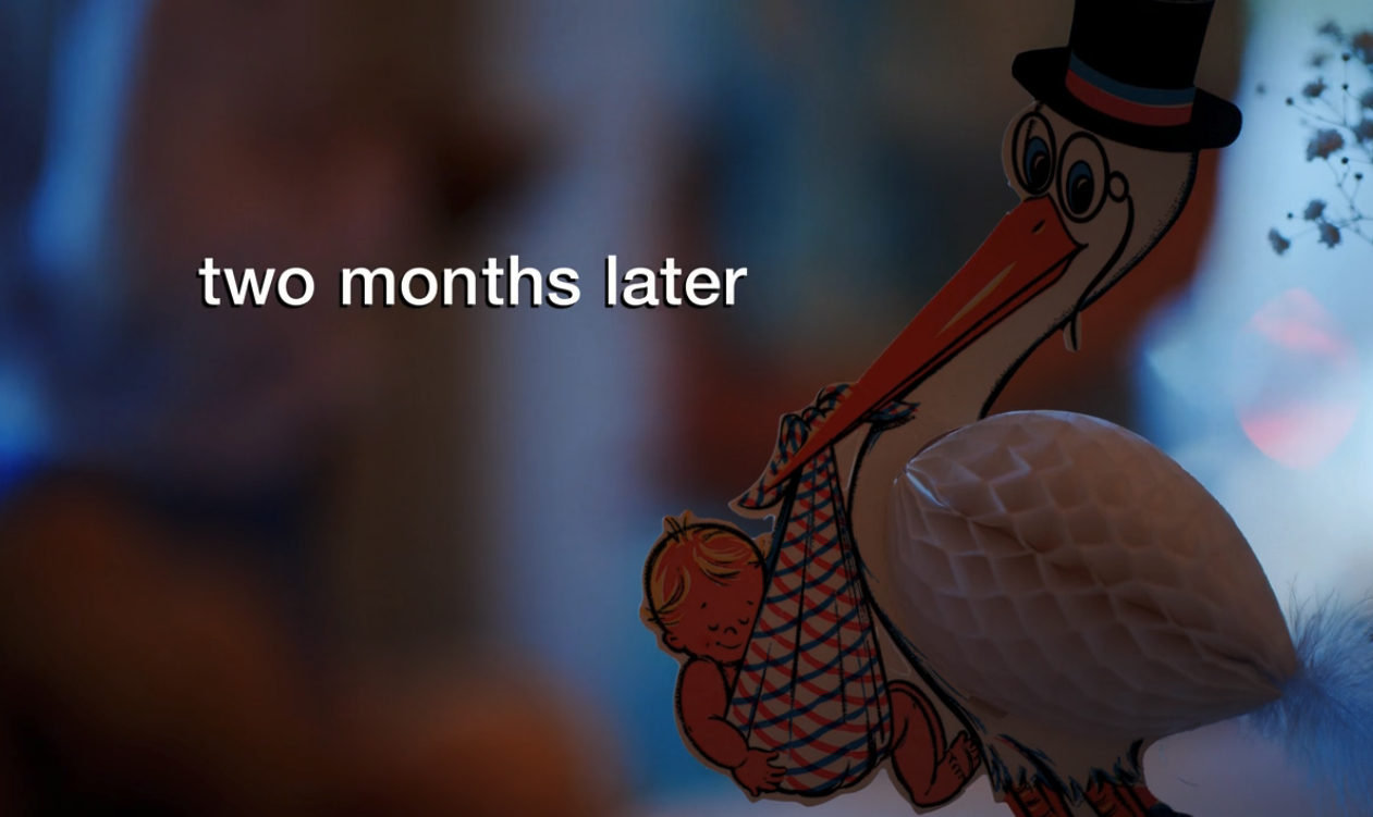 A screenshot from Hulu's "Candy" which reads "two months later."