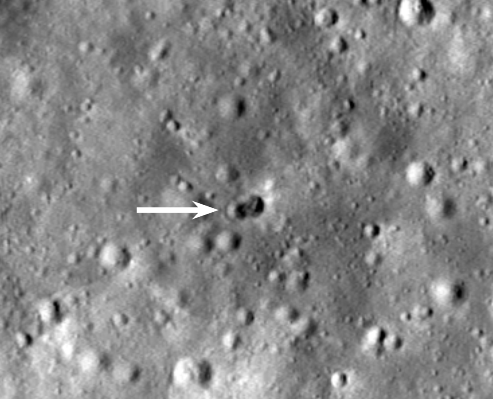 a crater on the moon from a rocket impact