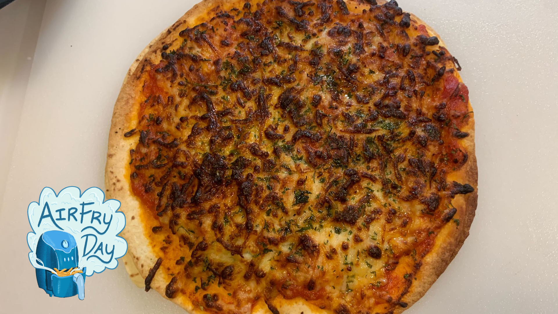 tortilla pizza with airfryday logo