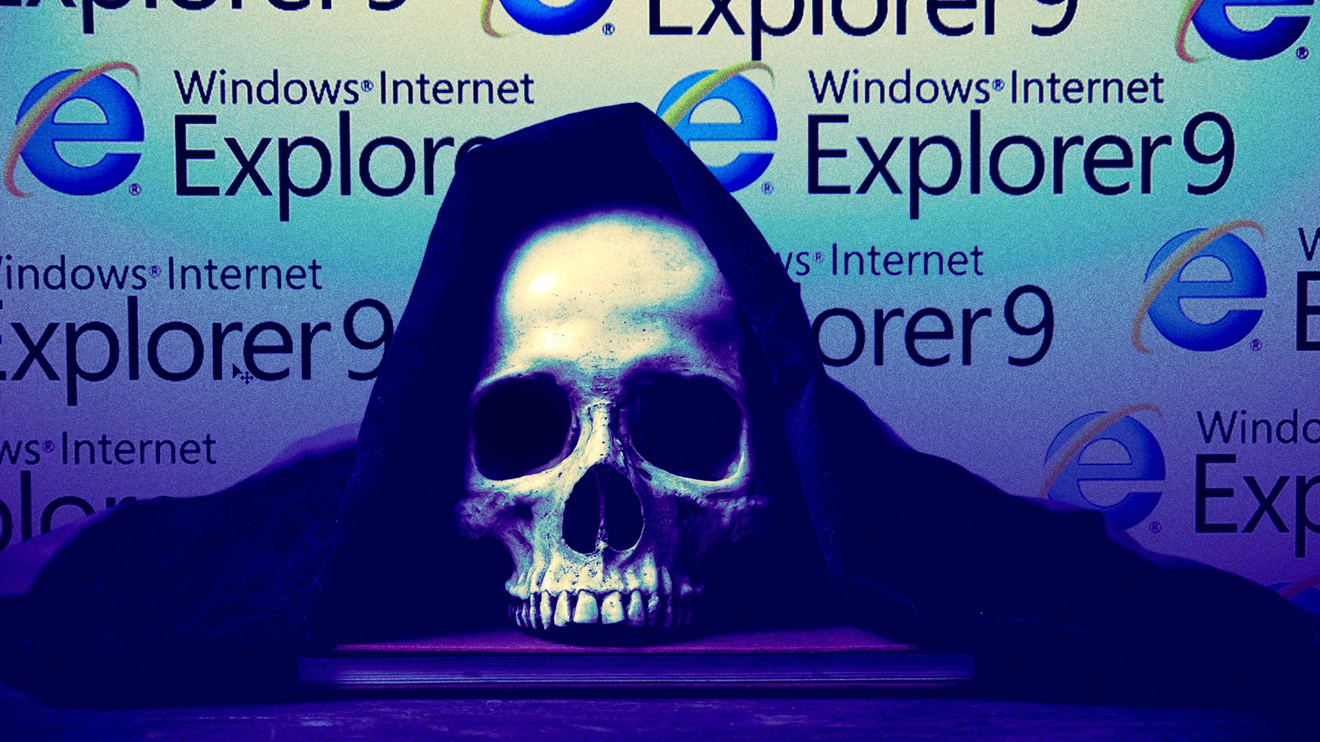 Grim Reaper over Internet Explorer logos
