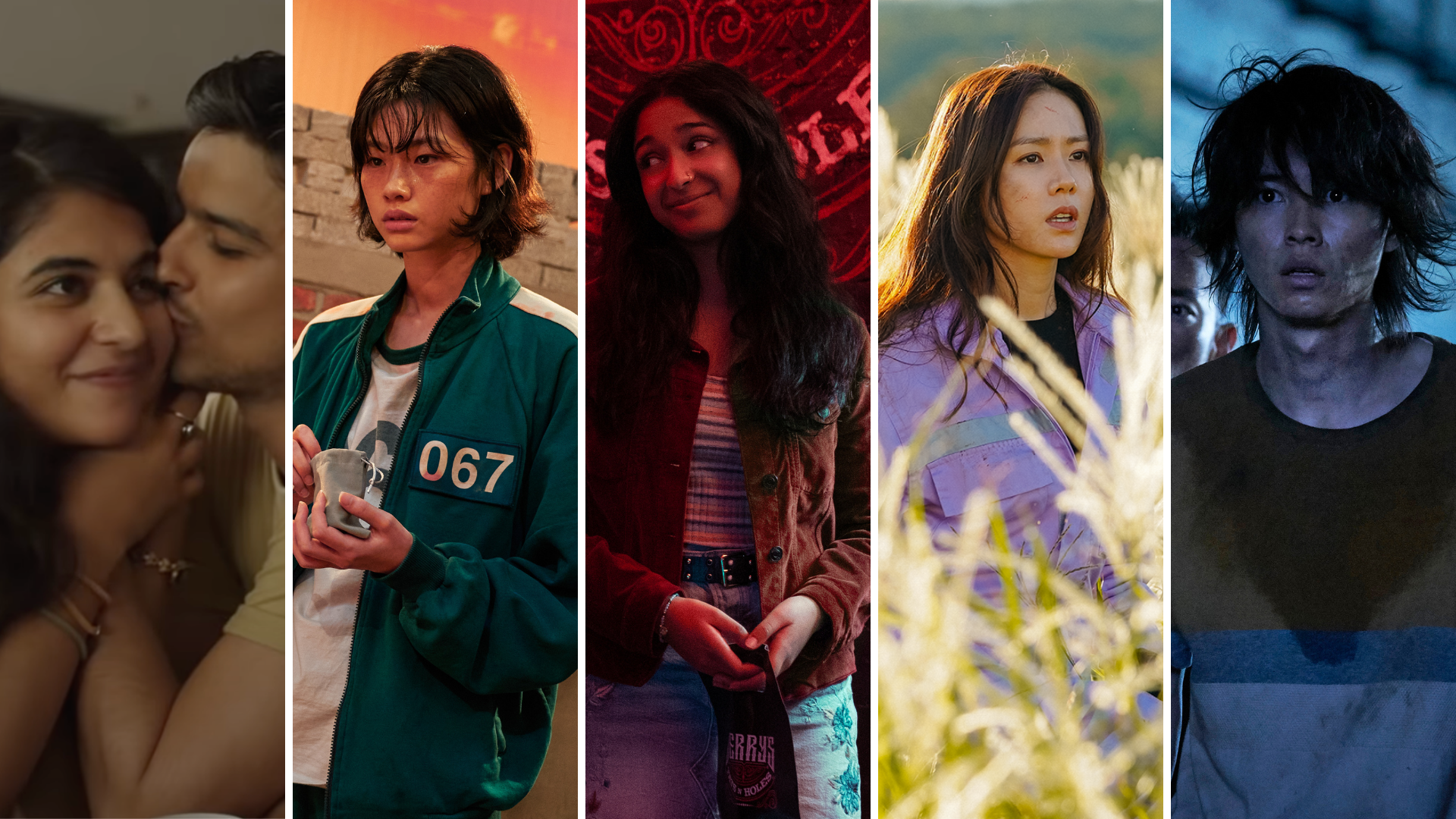Five images from Netflix shows by Asian creators.