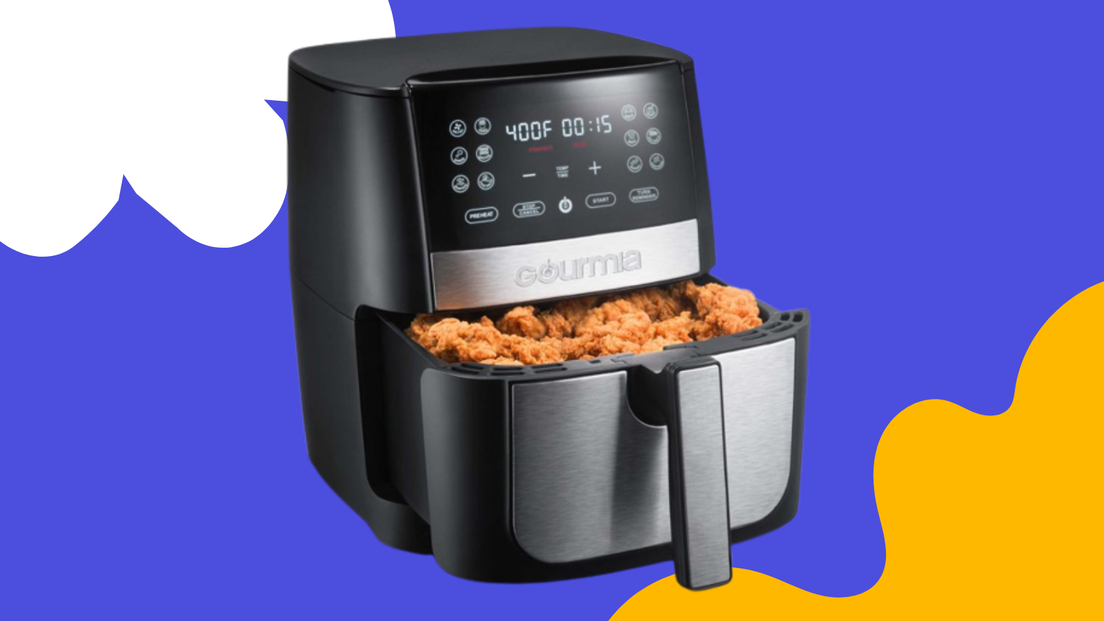 fourmia air fryer with chicken tenders in basket