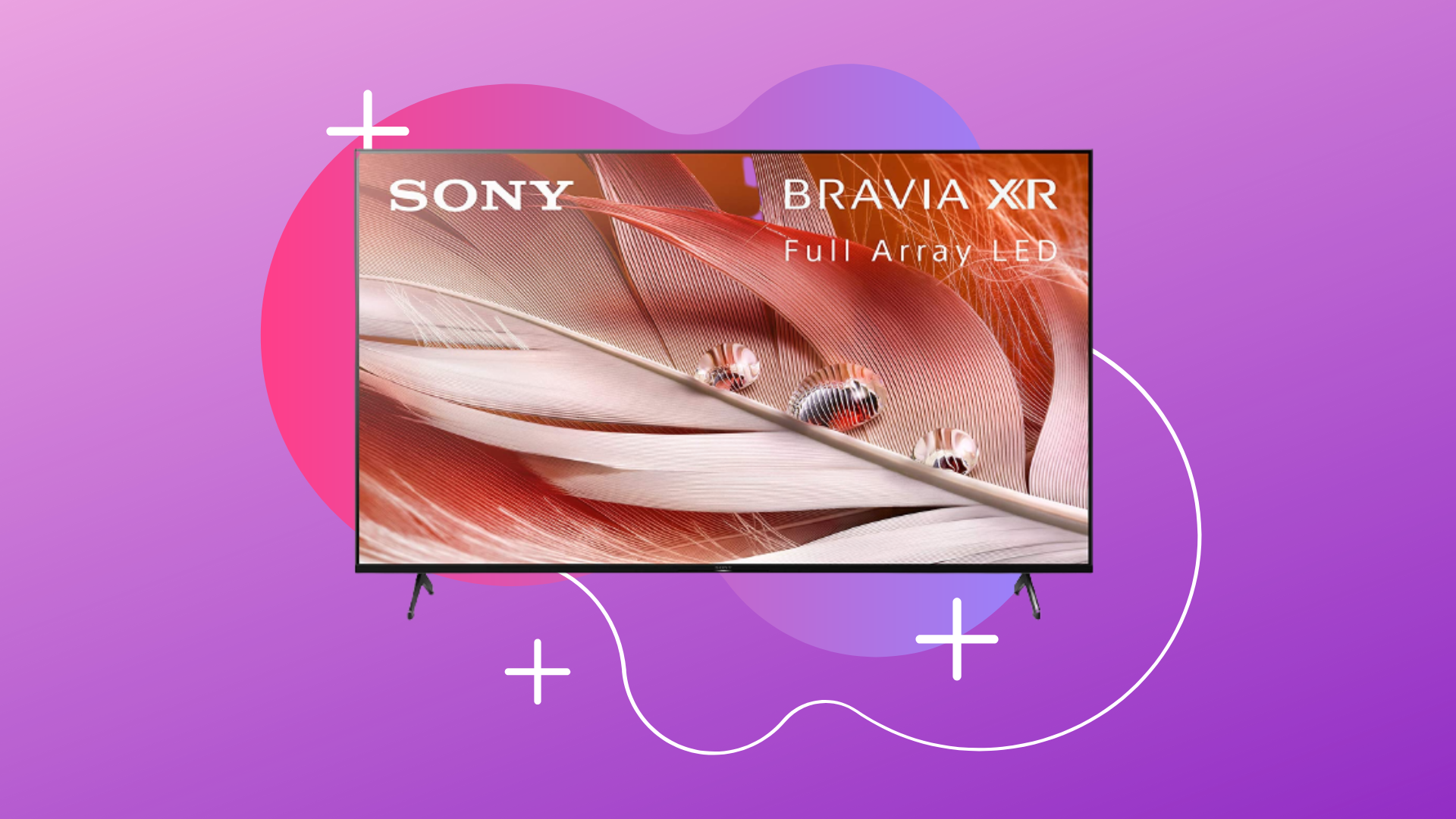 Sony X90J Bravia 75-inch 4K TV against a purple background.