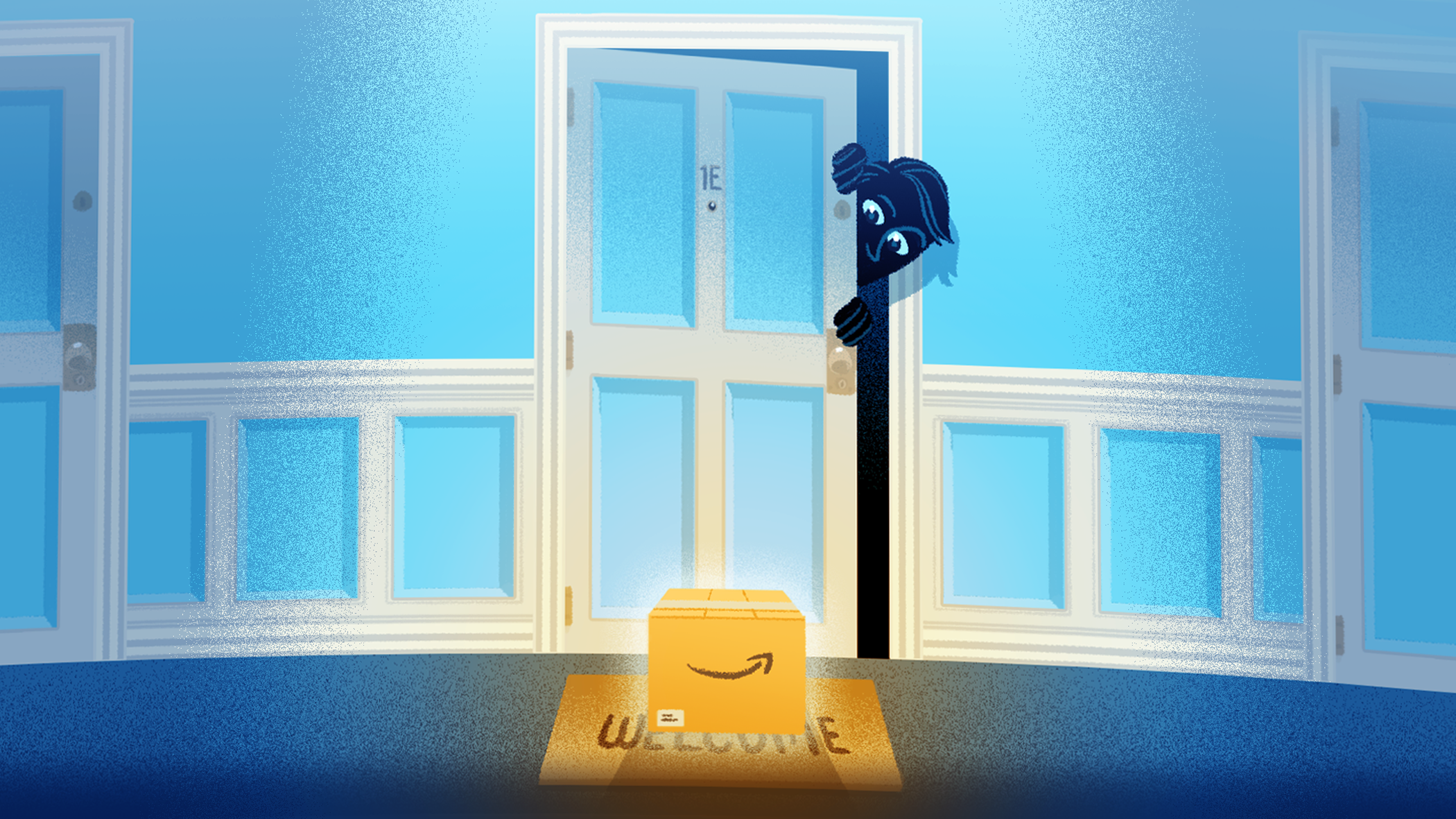 Person looking at Amazon package on doorstep.