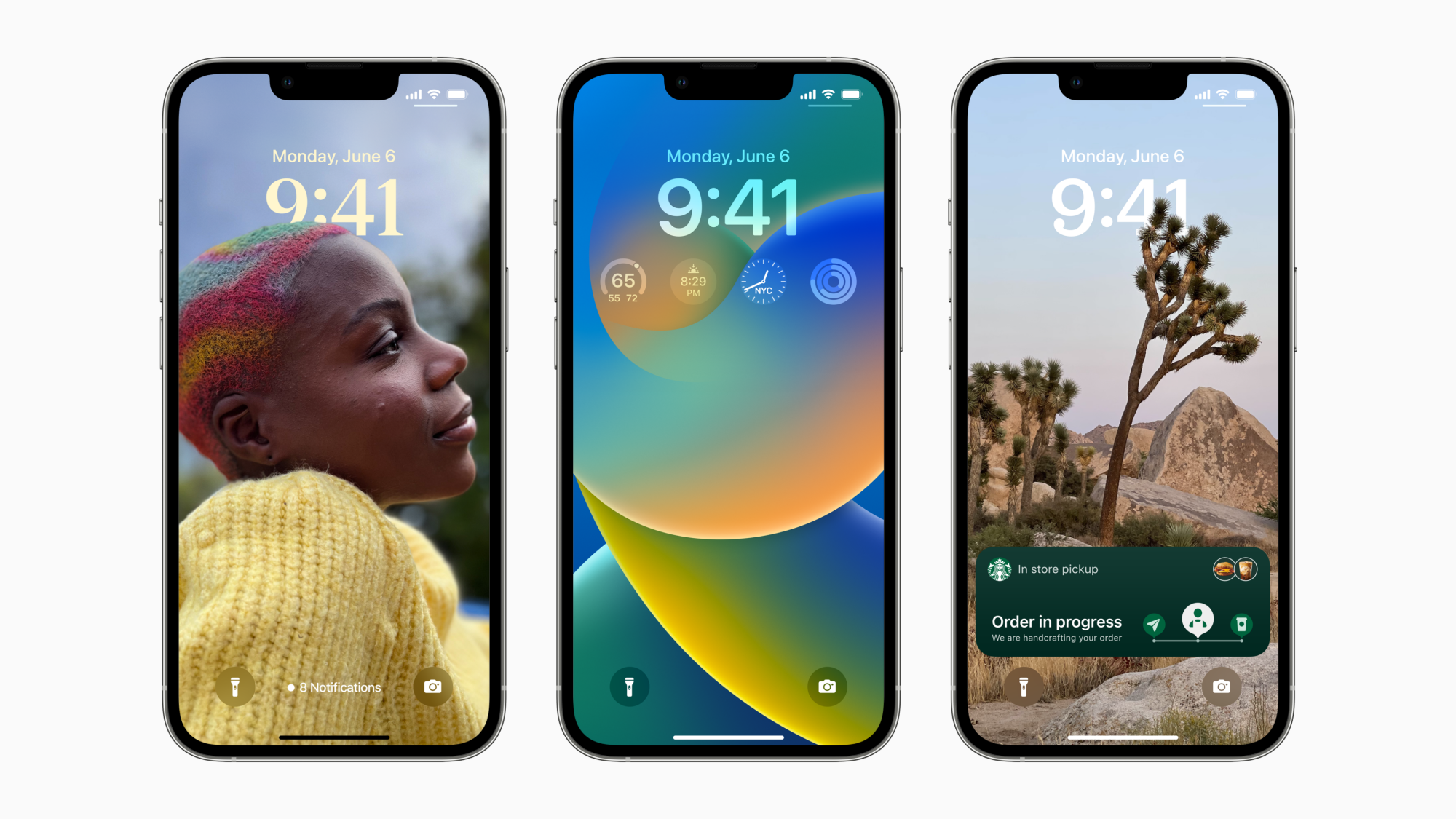 Image of ios 16 examples on three iphones