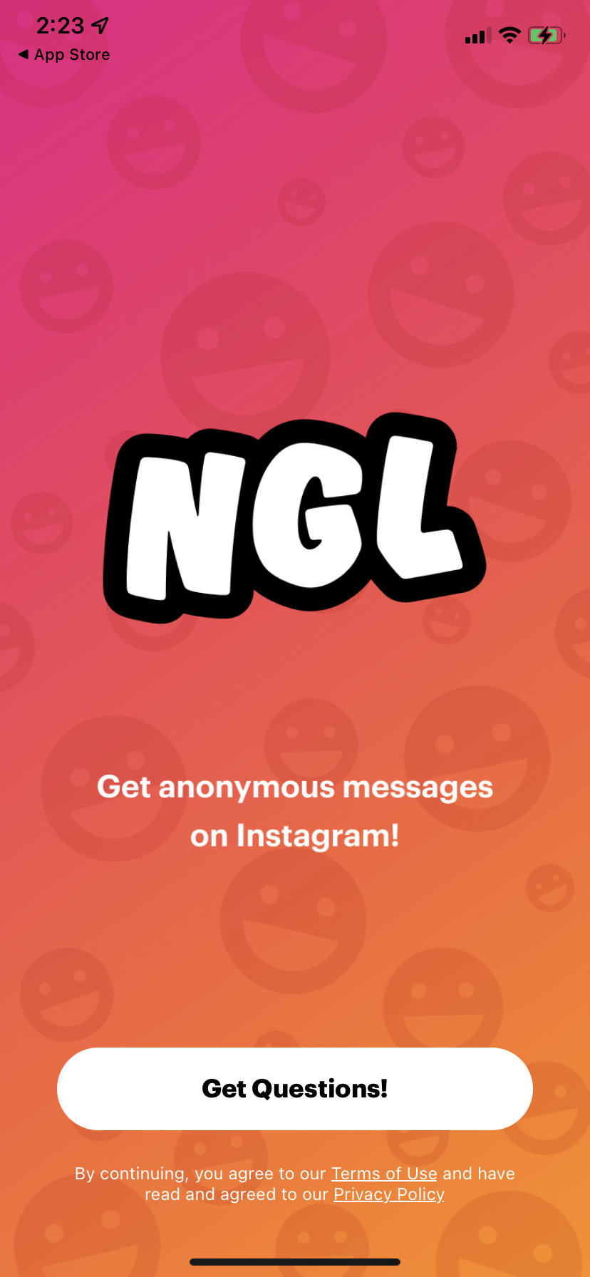 Screenshot of NGL app.