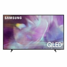 Samsung Q60A TV with purple abstract screensaver