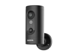 Cylindrical black security camera with mount
