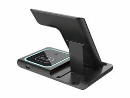 Black charging platform with collapsible stand