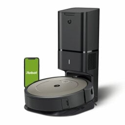 Roomba i1+ and smartphone on green iRobot screen