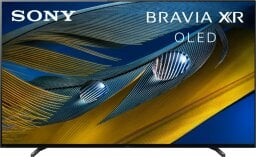 Sony OLED TV with abstract blue and yellow screensaver