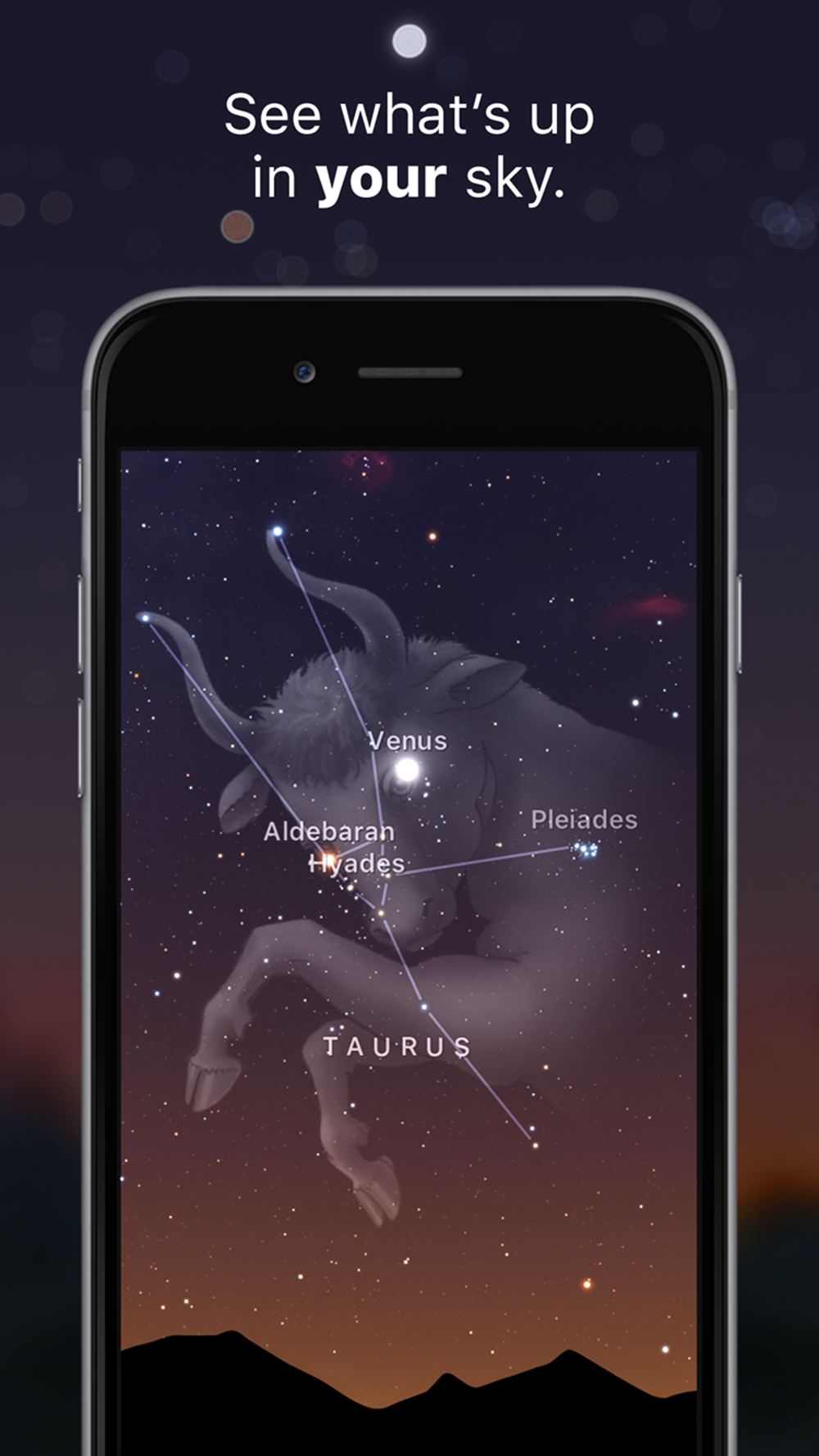 Sky guide app with a constellation on an iPhone