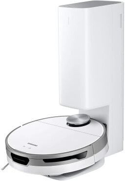 Samsung robot vacuum and dock on white background